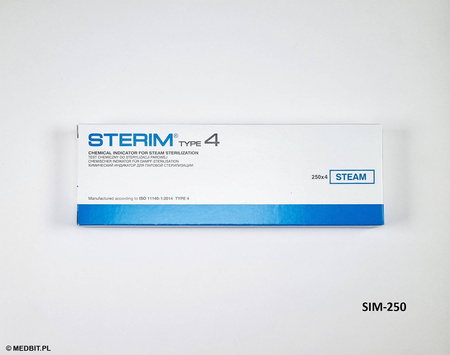 Wieloparametrowe wskaźniki chemiczne STERIM SIM-250 Klasa 4 do sterylizacji parowej, 250 pasków