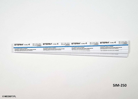 Wieloparametrowe wskaźniki chemiczne STERIM SIM-250 Klasa 4 do sterylizacji parowej, 250 pasków