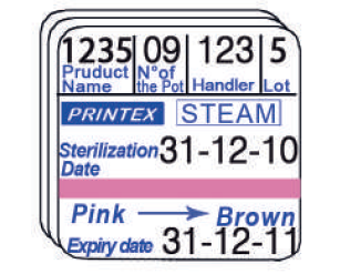 Etykieta 3-rzędowa STEAM do metkownicy Printex V30, Blitz, Meteo 29x28 mm, 500 szt., wskaźnik parowy, EN ISO 11140-1, PRINTEX MEDICAL