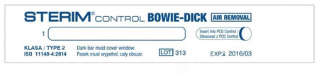 Test paskowy Bowie&Dick Control do kontroli autoklawów, typ 2, ISO 11140-1, 100 szt., STERIM