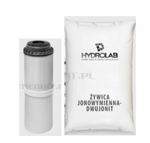 Filtry do dejonizatora Hydrolab Basic 15 – zestaw: wkład osadowo-węglowy 5µm/GAC 10’’ + 15 litrów żywicy jonowymiennej