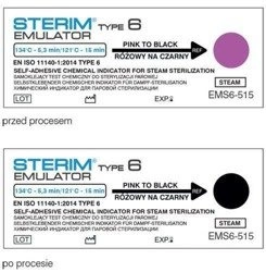Test paskowy STERIM Emulator Klasa 6 do autoklawów, 250 szt., 121°C/15 min, 134°C/5,3 min, chemiczny wskaźnik sterylizacji